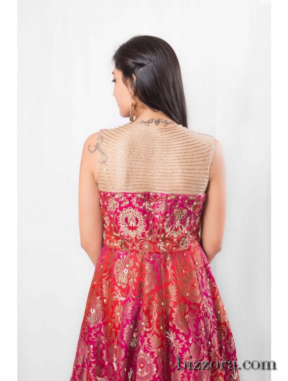 red pink gown